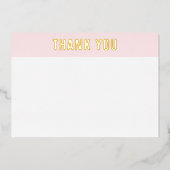 金ゴールド又は銀実在箔ピンク白色サンキューカード 箔招待状 (正面)