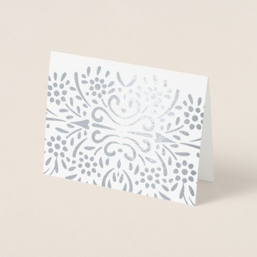 金ゴールド又は銀抽象芸術モダン花柄 箔カード (正面)