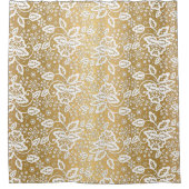 金ゴールド及びエレガントホワイトレースシャワーカーテン シャワーカーテン (正面)