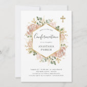 金ゴールド及びエレガント中性フローラ |確認 招待状 (正面)