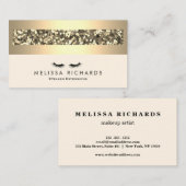 金ゴールド及びスパンコールのメーキャップアーティストのまつげ延長 名刺 (正面/裏面)