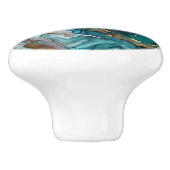 金ゴールド及びターコイズ大理石引き出しハンドル、ドアノブ セラミックノブ (側面)