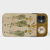 金ゴールド及びヒスイのキリンのダマスク織のモノグラムのiPhoneの場合 Case-Mate iPhoneケース (裏面(横))