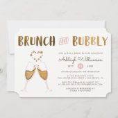 金ゴールド及びピンクのブランチ及び快活な結婚式のブライダルシャワー 招待状 (正面)