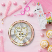 金ゴールド及びフェイクなダイヤモンド及びばら色の結婚式または記念日 ペーパープレート (パーティー)