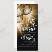 金ゴールド及びブラックグリッターボール招待状 (正面/裏面)