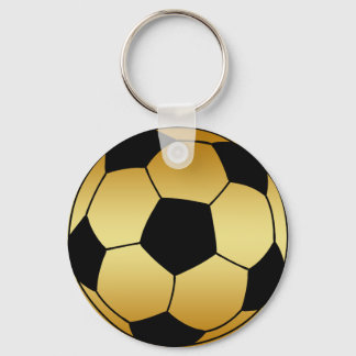金ゴールド及びブラックサッカーボール キーホルダー