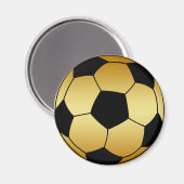 金ゴールド及びブラックサッカーボール マグネット (正面/裏面)