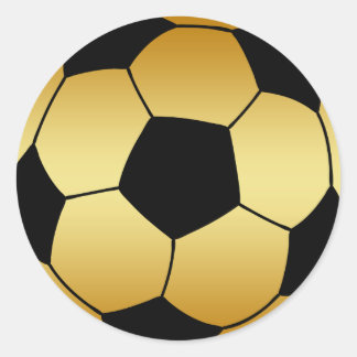 金ゴールド及びブラックサッカーボール ラウンドシール