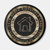 金ゴールド及びブラックメタル不動産仲介業者デザイン マグネット (正面)