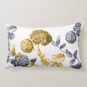 金ゴールド及びプラチナモダンな植物の花のToile ランバークッション