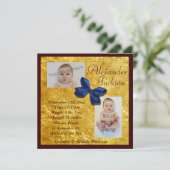 金ゴールド及びマホガニーの男の子の誕生の発表 案内状 (スタンド正面)