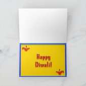 金ゴールド及びランプのDiwali青いカード カード (内部)