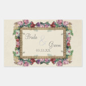 金ゴールド及びレースのクラシックでフォーマルでエレガントな結婚式の招待 長方形シール (正面)