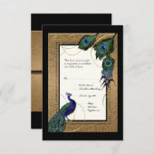 金ゴールド及びレースバロック式のフォーマルな結婚RSVPの応答 出欠カード (正面/裏面)