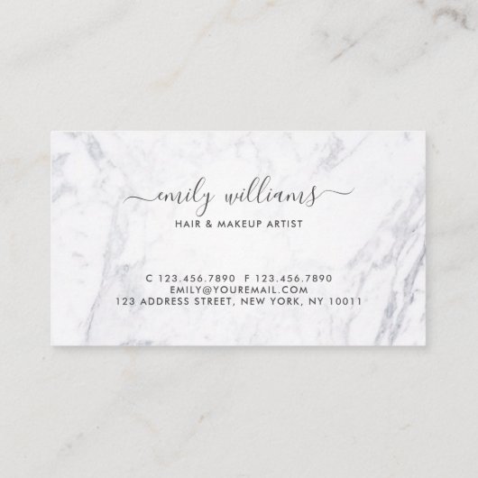 金ゴールド及び大理石のまつげの美しいの専門家のロイヤリティ 名刺 (裏面)