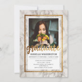 金ゴールド及び大理石のタイポグラフィ|の写真の卒業パーティー 招待状 (正面)