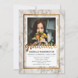 金ゴールド及び大理石のタイポグラフィ|の写真の卒業パーティー 招待状