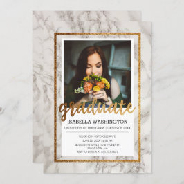金ゴールド及び大理石のタイポグラフィ|の写真の卒業パーティー 招待状