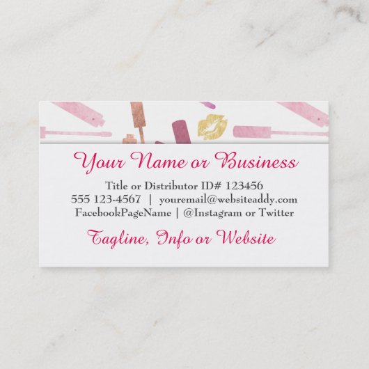 金ゴールド及び水彩画の口紅及び光沢の名刺 名刺 (裏面)