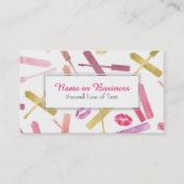 金ゴールド及び水彩画の口紅及び光沢の名刺 名刺 (正面)