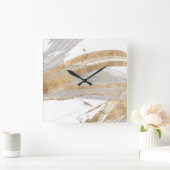 金ゴールド及び灰色 スクエア壁時計 (ホーム)