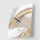 金ゴールド及び灰色 スクエア壁時計 (傾斜)