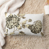 金ゴールド及び白いヴィンテージ植物の花のToile No.2 ランバークッション (ブランケット)