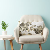 金ゴールド及び白いヴィンテージ植物の花のToile No.2 ランバークッション (椅子)