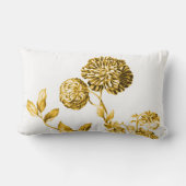 金ゴールド及び白い植物の花のToile ランバークッション (裏面)