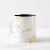 金ゴールド及び白色抽象芸術アクリル絵画系抽象芸術 ツートーンマグカップ (正面左)