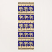 金ゴールド及び紫色のカラフルな装飾用の種族象 ヨガマット (裏面)