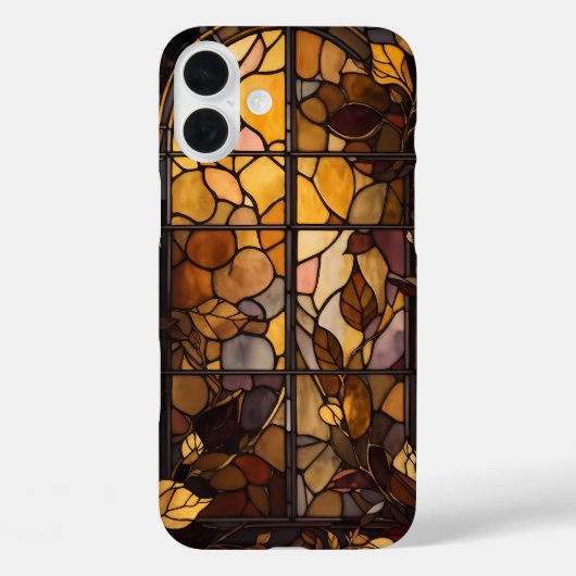金ゴールド及び茶色秋ステンドグラスの風景 Case-Mate iPhoneケース (裏面)