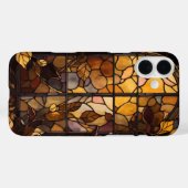 金ゴールド及び茶色秋ステンドグラスの風景 Case-Mate iPhoneケース (裏面 (横))
