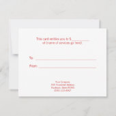 金ゴールド及び赤い休日のギフト券 (裏面)