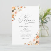 金ゴールド及び赤面秋フローラ結婚式招待状 招待状 (スタンド正面)