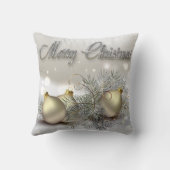 金ゴールド及び銀のきらめくのクリスマスオーナメント クッション (裏面)