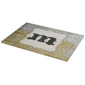 金ゴールド及び銀グランジガラス製切削板 カッティングボード (角)