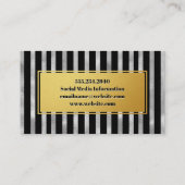 金ゴールド及び銀ストライプの箔 |ファッション 名刺 (裏面)