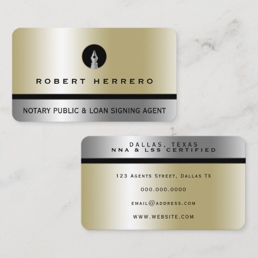 金ゴールド及び銀フェイク金属組織 名刺 (正面/裏面)