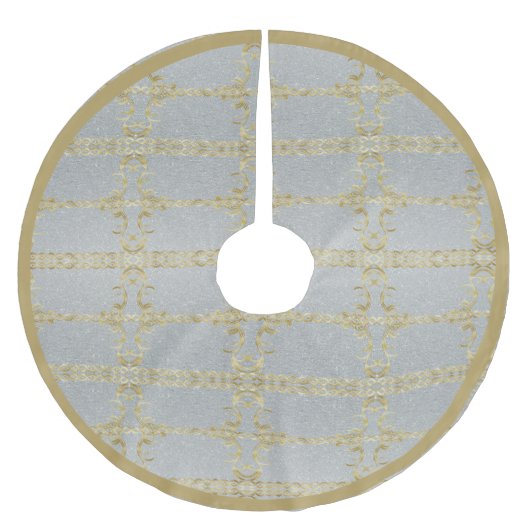 金ゴールド及び銀ポリエステルツリースカート ブラッシュドポリエステルツリースカート (正面)