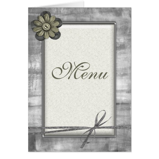 金ゴールド及び銀製のリボンの花-結婚式メニューカード (正面)