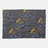 金ゴールド及び銀青色溶融金属 キッチンタオル (横)
