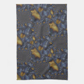 金ゴールド及び銀青色溶融金属 キッチンタオル (縦)
