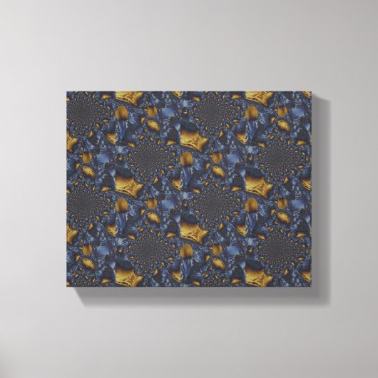 金ゴールド及び銀青色溶融金属 キャンバスプリント (正面)