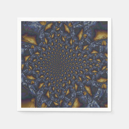 金ゴールド及び銀青色溶融金属 スタンダードカクテルナプキン (正面)