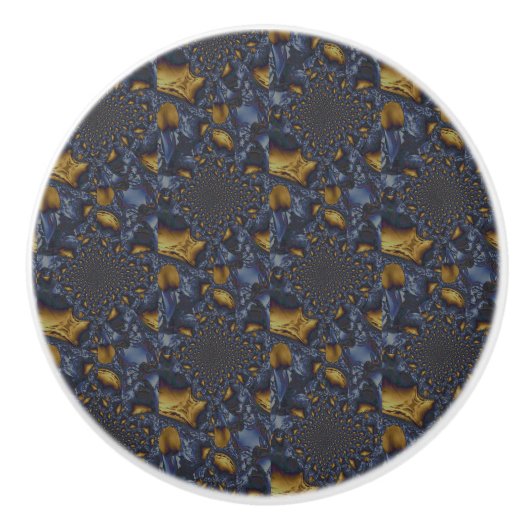 金ゴールド及び銀青色溶融金属 セラミックノブ (正面)