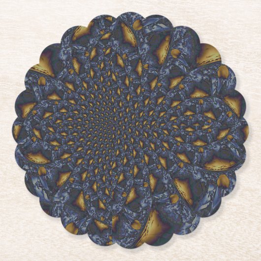 金ゴールド及び銀青色溶融金属 ペーパーコースター (正面)