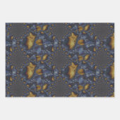 金ゴールド及び銀青色溶融金属 ラッピングペーパーシート (正面3)