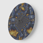 金ゴールド及び銀青色溶融金属 ラージ壁時計 (傾斜)